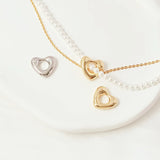 14K Copper Clad K Peach Heart Zircon Double Hang DIY Jewelry Materials