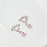 14K Copper Clad K Peach Heart Zircon Double Hang DIY Jewelry Materials
