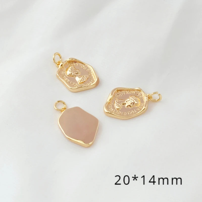 14K Copper Clad K Shell Oval Butterfly Pendant DIY Jewelry