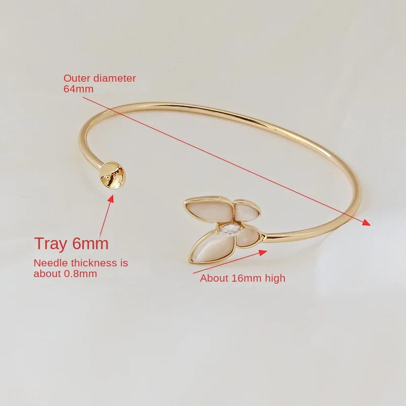 14K Copper-Clad Butterfly Bracelet with Needle Tray Semi-Finished Jewelry DIY