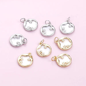 14k Copper Clad Round Shell Star Pendant for DIY Jewelry