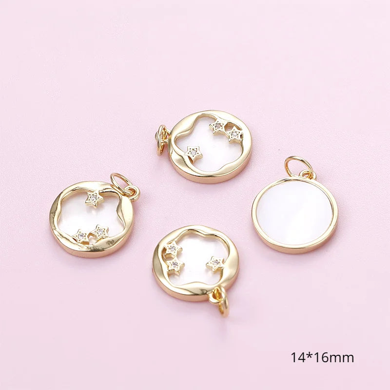 14k Copper Clad Round Shell Star Pendant for DIY Jewelry