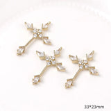 14k Copper Plated Zircon Cross Pendant - DIY Necklace Jewelry