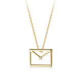 925 Silver Hollow Envelope Necklace for Women