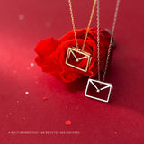 925 Silver Hollow Envelope Necklace for Women