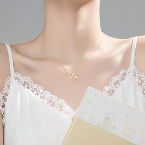 925 Silver Hollow Envelope Necklace for Women