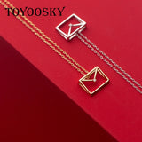 925 Silver Hollow Envelope Necklace for Women