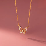 925 Sterling Silver Crystal Butterfly Pendant Necklace for Women