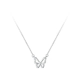 925 Sterling Silver Crystal Butterfly Pendant Necklace for Women