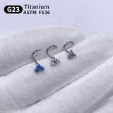 Opal Flower Nose Ring & Ear Studs Titanium CZ Nose Ring