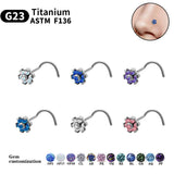 Opal Flower Nose Ring & Ear Studs Titanium CZ Nose Ring