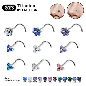 Opal Flower Nose Ring & Ear Studs Titanium CZ Nose Ring