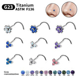 Opal Flower Nose Ring & Ear Studs Titanium CZ Nose Ring