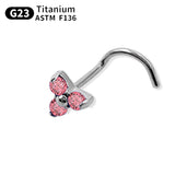 Opal Flower Nose Ring & Ear Studs Titanium CZ Nose Ring