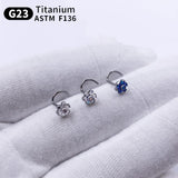 Opal Flower Nose Ring & Ear Studs Titanium CZ Nose Ring