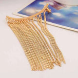 Punk Long Tassel Chain Ear Cuff Clip Earrings Silver Hook Earring Jewelry