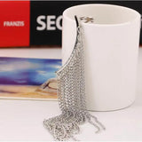 Punk Long Tassel Chain Ear Cuff Clip Earrings Silver Hook Earring Jewelry