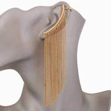 Punk Long Tassel Chain Ear Cuff Clip Earrings Silver Hook Earring Jewelry