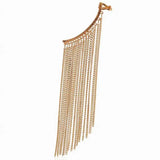 Punk Long Tassel Chain Ear Cuff Clip Earrings Silver Hook Earring Jewelry