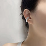 Silver Elf Clip Earrings Star Crystal Tassel Chain Ear Cuff