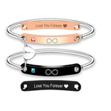 Heart Initial Letter Birthstone Open Bangle For Women Silver/Gold