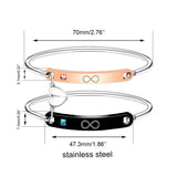 Heart Initial Letter Birthstone Open Bangle For Women Silver/Gold