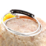 Heart Initial Letter Birthstone Open Bangle For Women Silver/Gold