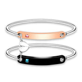 Heart Initial Letter Birthstone Open Bangle For Women Silver/Gold