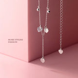 925 Silver Tassel Choker Necklace with Crystal Women Jewelry