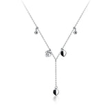 925 Silver Tassel Choker Necklace with Crystal Women Jewelry