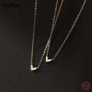 Crystal Heart Pendant Necklace 925 Sterling Silver Jewelry