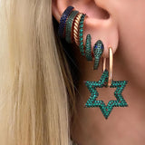 Green Red CZ Square Clip On Earring Colorful No Piercing Stacking Women