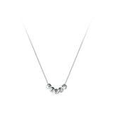 925 Sterling Silver Brushed Lucky Round Beads Choker Necklaces
