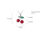 925 Silver Full Red Crystal Cherry Pendant Necklace