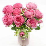 1 Peony Bouquet 5 Forks 9 Flowers Wedding Home Decor Artificial DIY Arrangement