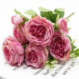 1 Peony Bouquet 5 Forks 9 Flowers Wedding Home Decor Artificial DIY Arrangement
