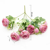 1 Peony Bouquet 5 Forks 9 Flowers Wedding Home Decor Artificial DIY Arrangement