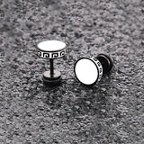 Round Shape Vintage Stud Earrings Titanium Steel Party Ear Jewelry Gift