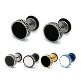 Round Shape Vintage Stud Earrings Titanium Steel Party Ear Jewelry Gift