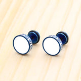 Round Shape Vintage Stud Earrings Titanium Steel Party Ear Jewelry Gift
