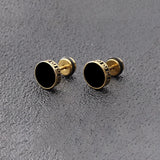 Round Shape Vintage Stud Earrings Titanium Steel Party Ear Jewelry Gift