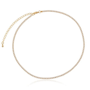 Orange CZ Rhinestone Tennis Chain Choker Necklace for Women
