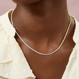 Orange CZ Rhinestone Tennis Chain Choker Necklace for Women