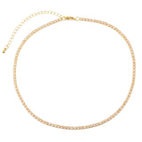 Orange CZ Rhinestone Tennis Chain Choker Necklace for Women
