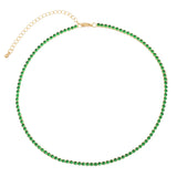 Orange CZ Rhinestone Tennis Chain Choker Necklace for Women