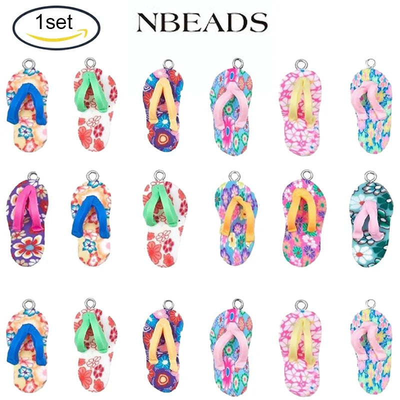 Clay Flip Flop Charms Pendant for Jewelry Making