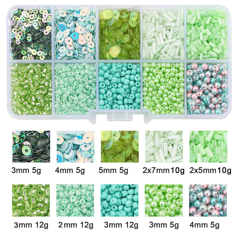 DIY Jewelry Making Seed Beads Sequins Pearl Materials - 12 Colors