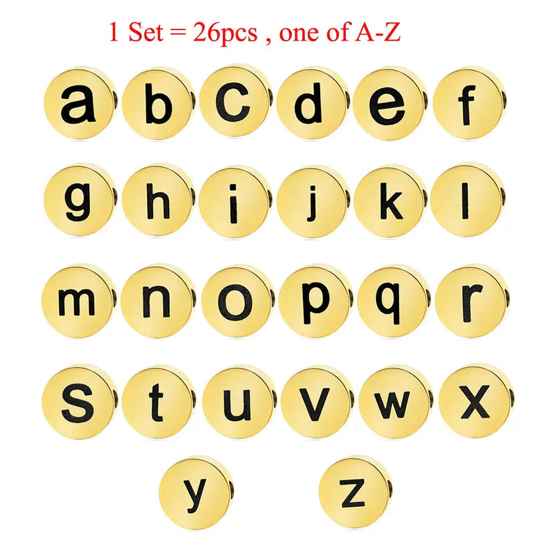 26pcs A-Z Letter Beads Initial Charms for Bracelet