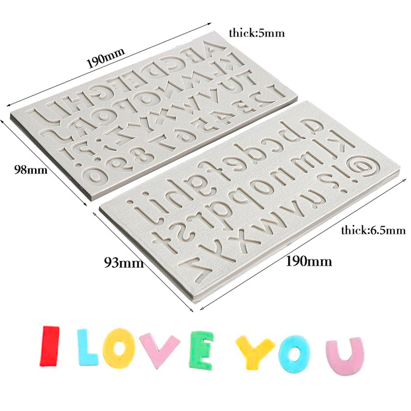 2PCS Letter Kitchen Sugar Silicone Mold Cake Decorating Tool Set