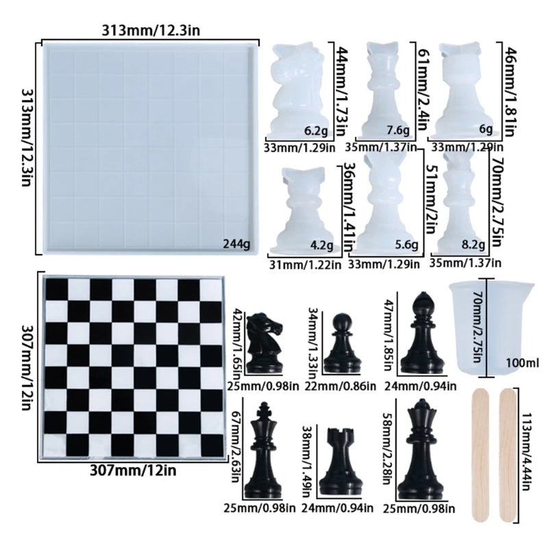 3D Chess Pieces Crystal Epoxy Resin Mold Silicone Mould DIY Crafts Making